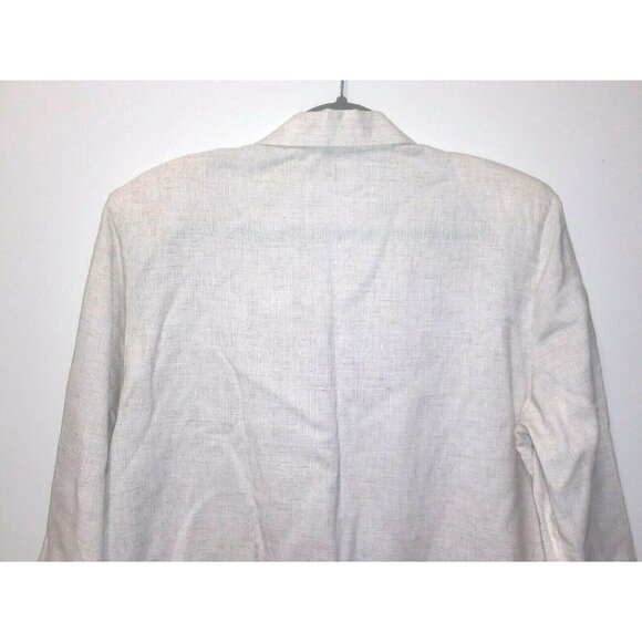 womens FLAX BLEND top Sz L beige RELAXED Lagenlook collared pockets Alice Stuart - Picture 7 of 8